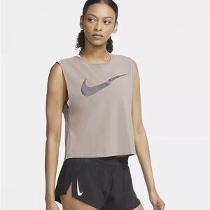 Nike RUN DIVISION TANK TOP PLEATED - beige